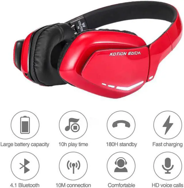 Alt view image 5 of 5 - Bluetooth Wireless Gaming Headset Foldable Headphones with Microphone Phone Call Handsfree Earphones for Phone PC Laptop