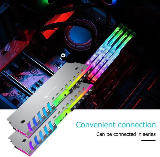 Alt view image 5 of 5 - NC-2 2x 3Pin Desktop Memory Cooling Vest RGB 256 Color Automatic Change Aluminum RAM Heat Sink Radiator for PC Computer