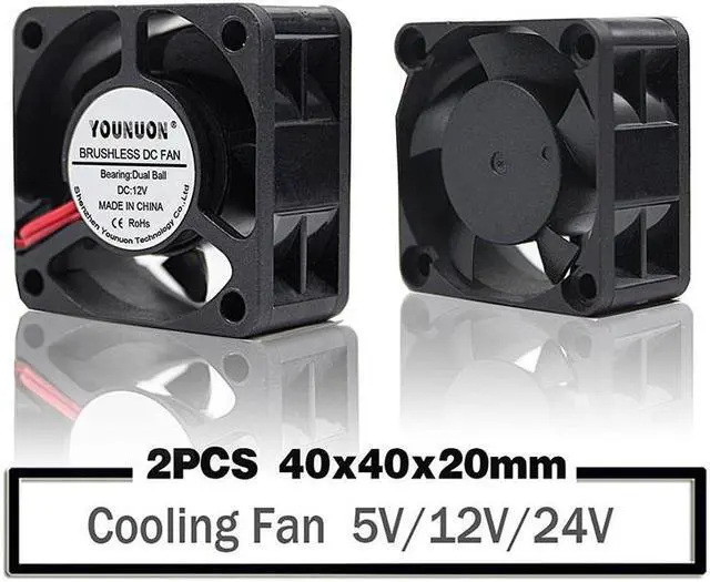 Main image of 2 Pieces Ball 40mm Cooling Fan 40x40x20mm Cooler 24V 12V 5V 4020 Computer Case Cooling Fan 2PIN 3PIN Heatsink Fan 3D Printer Fan Blade Color: 5V Hydraulic