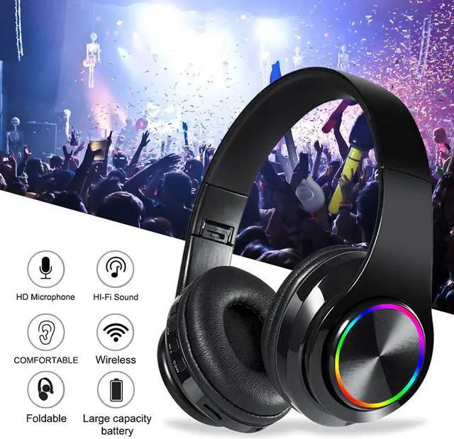 Alt view image 2 of 5 - Bass Bluetooth Headphones Wireless Gaming Headset Earphone Over-ear Noise HiFi Stereo Canceling Gaming Headset With Mic