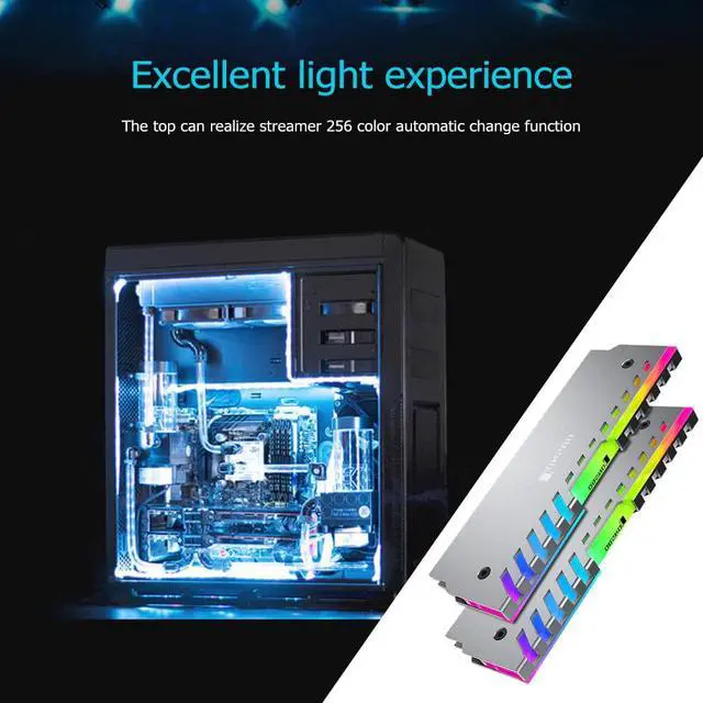 Alt view image 4 of 5 - NC-2 2x 3Pin Desktop Memory Cooling Vest RGB 256 Color Automatic Change Aluminum RAM Heat Sink Radiator for PC Computer