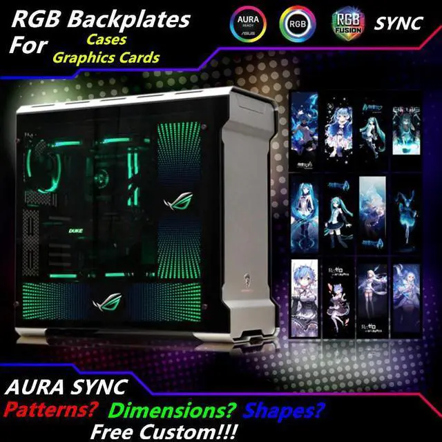 Alt view image 5 of 5 - PC Case Backplate For Case/Graphics Card Side Panel RGB Symphony Light Colorful/RGB/Adressable D-RGB AURA Streamer