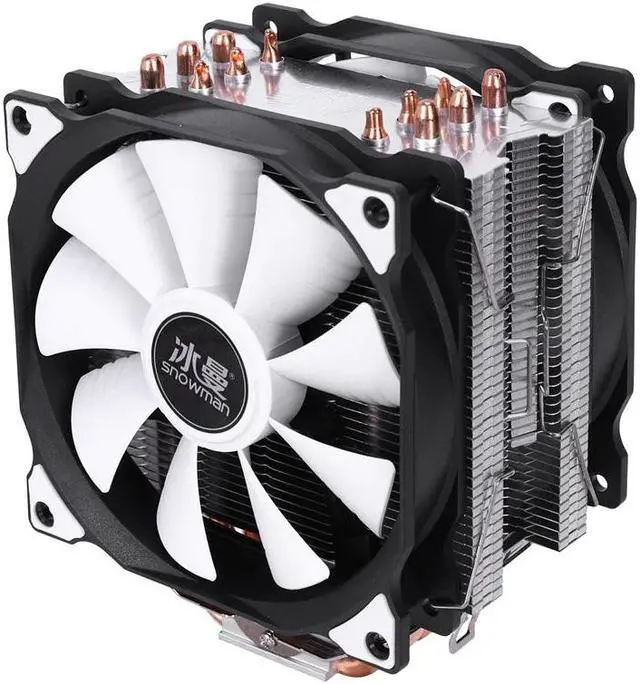 Alt view image 5 of 5 - 4 PIN CPU cooler 6 Heat-pipe Double fans cooling 12cm fan LGA775 1151 115x 1366 support Intel AMD