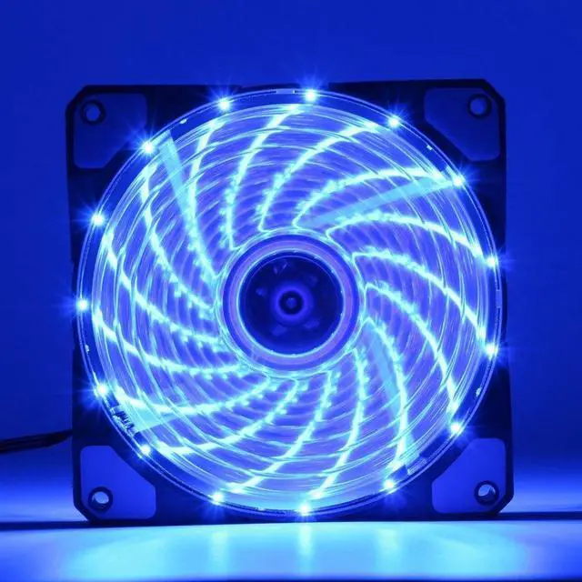 Alt view image 4 of 5 - 120mm LED Ultra Silent Computer PC Case Fan 15 LEDs 12V Cpu Heatsink Cooler Master Cooling Fan DC 12V 4P 3P Connector