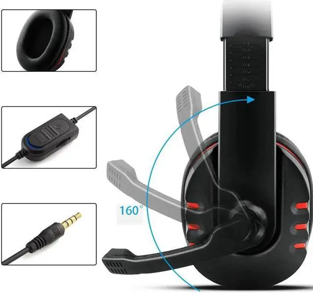 Alt view image 3 of 5 - 3.5mm Wired Headphone With Mic Gaming Headset Earphone Low Bass Stereo For Ps4 One Pc(Blue)