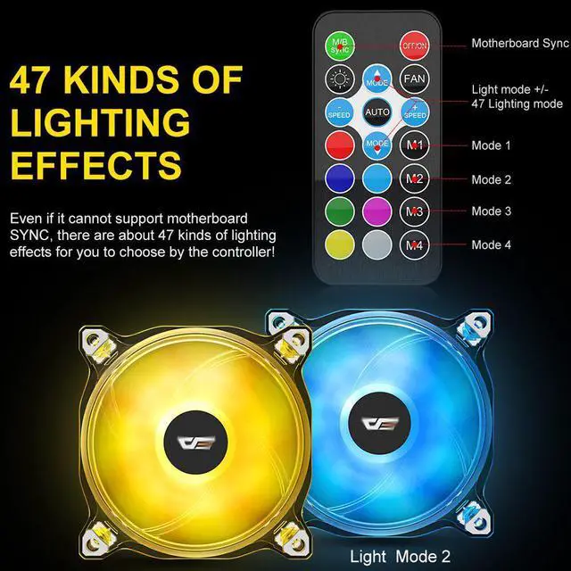 Alt view image 3 of 5 - CF8 PC Case Fan 120mm SYNC RGB 5V 3Pin Computer Case Fan Clear Frame Quiet Remote Adjust Speed Computer Cooling Fan