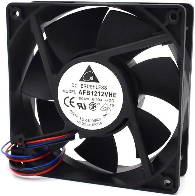 Alt view image 2 of 5 - new Delta AFB1212VHE -F00 signal 120mm 12cm DC 12V 0.90A 3-pin server inverter axial blower cooler cooling fan