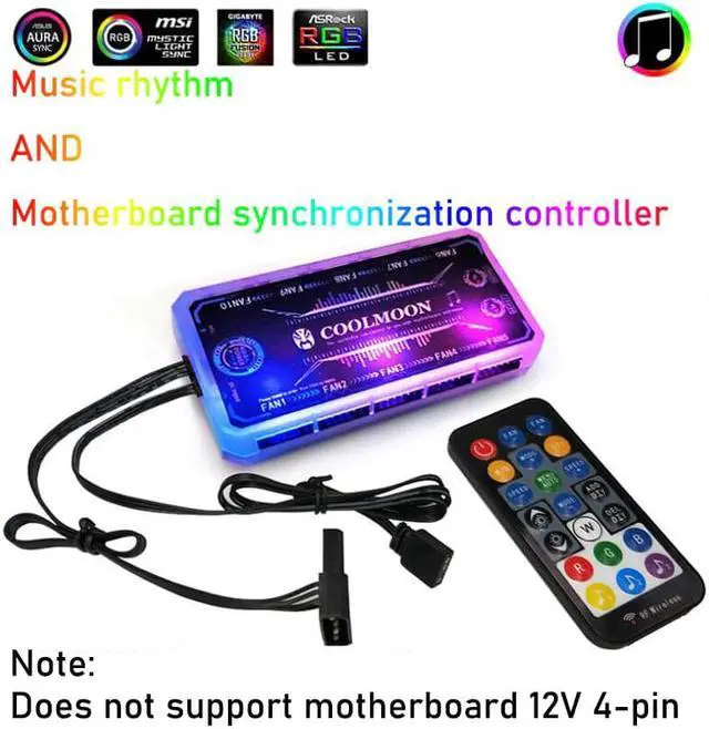 Alt view image 5 of 5 - 120mm PC Computer RGB Adjust LED Fan Cooler 12V 6Pin Quiet Cooling Remote Heatsink Silent Gaming Case Cooler Fan With Controller