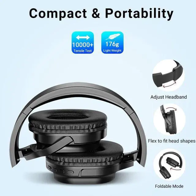 Alt view image 2 of 5 - 2020 Headphones Bluetooth Earphone Wireless Over-Ear Headphone for phone Stereo Gaming Headset with Mic TF Card MP3 FM