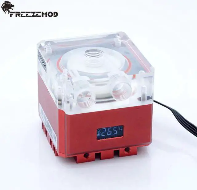 Alt view image 3 of 5 - Compute cooling pc water cooler mute pump PWM intelligent flow 800L/H VA LCD temperature sense RGB light. PU-FS4M-P