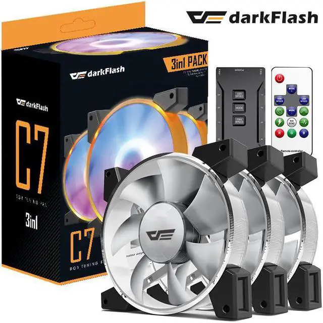 Alt view image 4 of 5 - c7 RGB Fan 120mm LED PC Computer Case Fans RGB Quiet Remote Aura Sync Computer CPU Cooler Cooling Adjust Case Fan