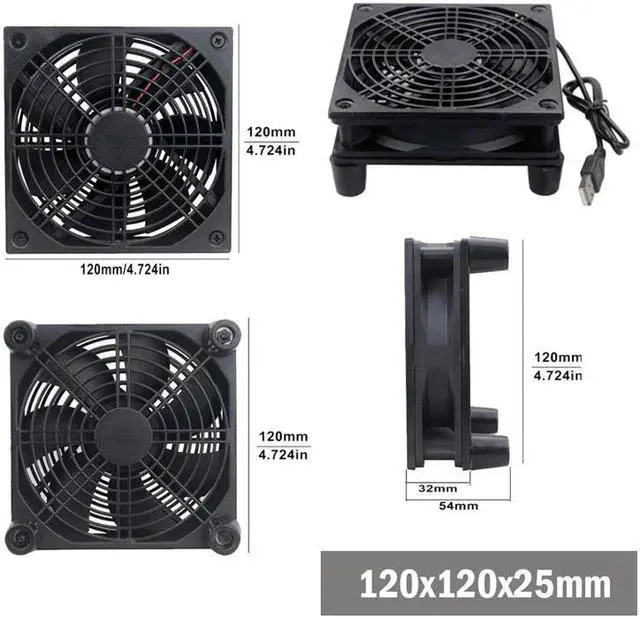 Alt view image 2 of 5 - 5V USB Router Fan TV Box Cooler 80mm 92mm 120mm 140mm PC DIY Cooler W/Screws Protective net Silent Desktop Fan