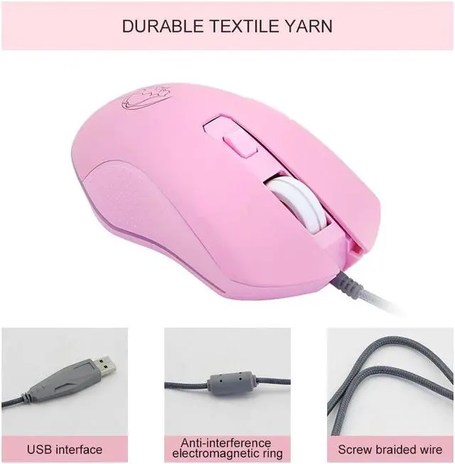 Alt view image 3 of 5 - Pink Computer Mouse Colorful Backlit Gaming Mice Optical Wired Fashion Sailor Moon Mouse Girl Mause 3200DPI For Laptop