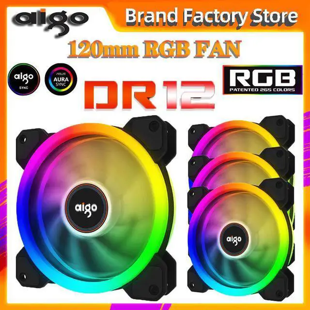 Main image of new DR12 Computer PC Case Fan RGB Adjust LED Fan Speed 120mm Quiet Remote AURA SYNC Computer Cooler Cooling RGB Case Fans
