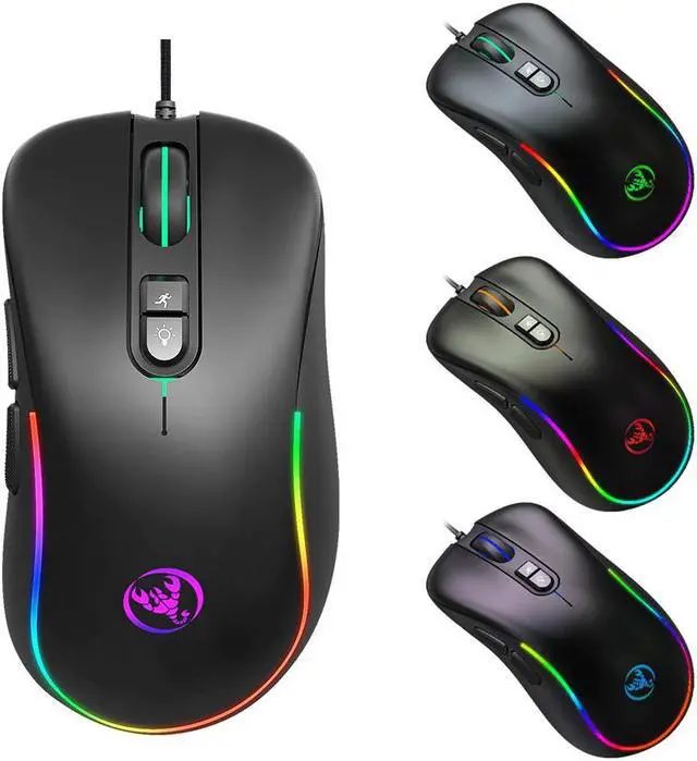 Alt view image 3 of 5 - RGB Lighting Define The Game USB Wired 6400DPI Adjustable Gaming Mouse Mice For PC 7-color Light 10million Cycle