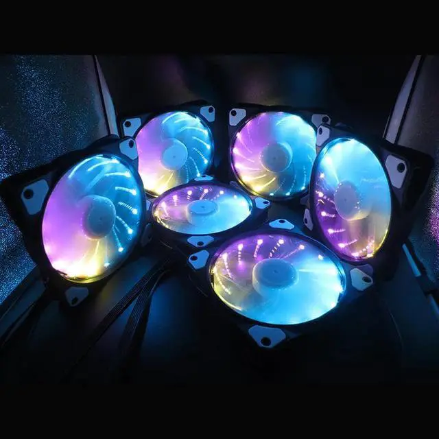 Alt view image 2 of 5 - fan 120mm set Adjusted 15LED pc fan controller cooler 12cm Computer game Case PC Cooling Fan quiet  Remote fan sync led hub