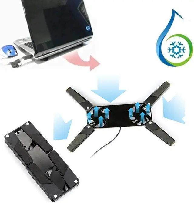 Alt view image 3 of 5 - Rotatable USB Fan Cooling Pad 2 Fans Cooler Notebook Cooler Computer Laptop Stand USB Fan For 7-15" PC Laptop PC Computer