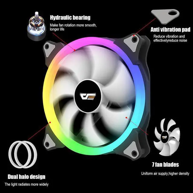 Alt view image 5 of 5 - CS140 PC Case RGB Fan 140mm AURA SYNC 5V/3pin Cooler Fan PC Quiet Adjust Fans Speed Color Computer Case Cooler RGB Fan