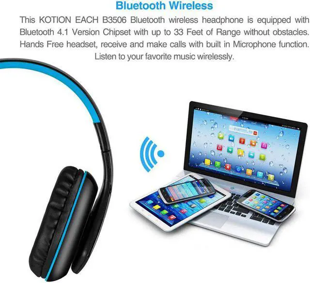 Alt view image 4 of 5 - Bluetooth Wireless Gaming Headset Foldable Headphones with Microphone Phone Call Handsfree Earphones for Phone PC Laptop