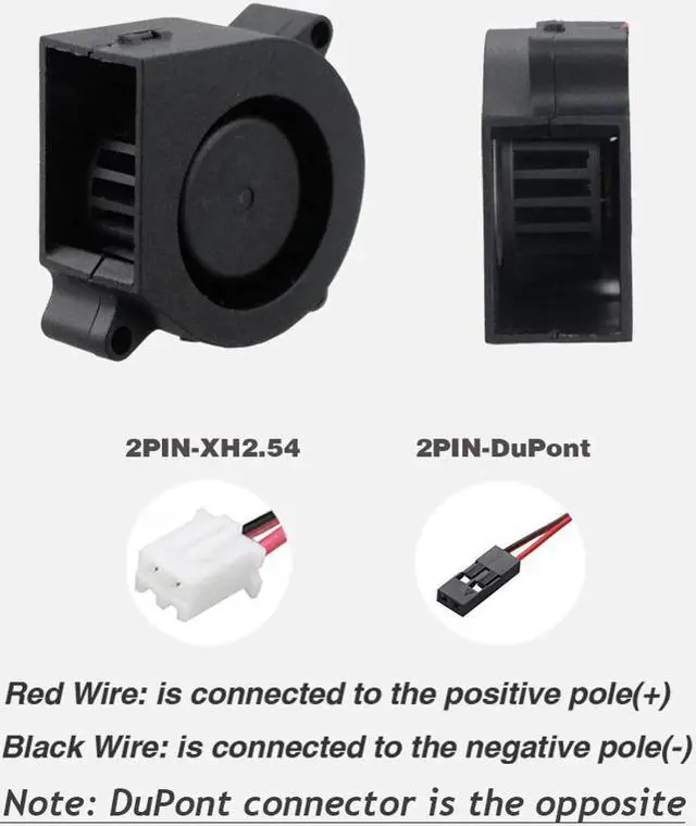 Alt view image 3 of 5 - 2 pcs 3D printer fan 40mm 4020 Turbo blower 24V 12V 5V Double ball sleeve Cooling fans 40x40x20mm for 3D printer cooler