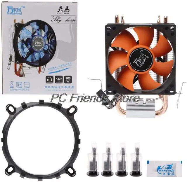 Alt view image 3 of 5 - 2 Heatpipe Aluminium PC CPU Cooler Cooling Fan For Intel 775/1155 AMD 754/AM2