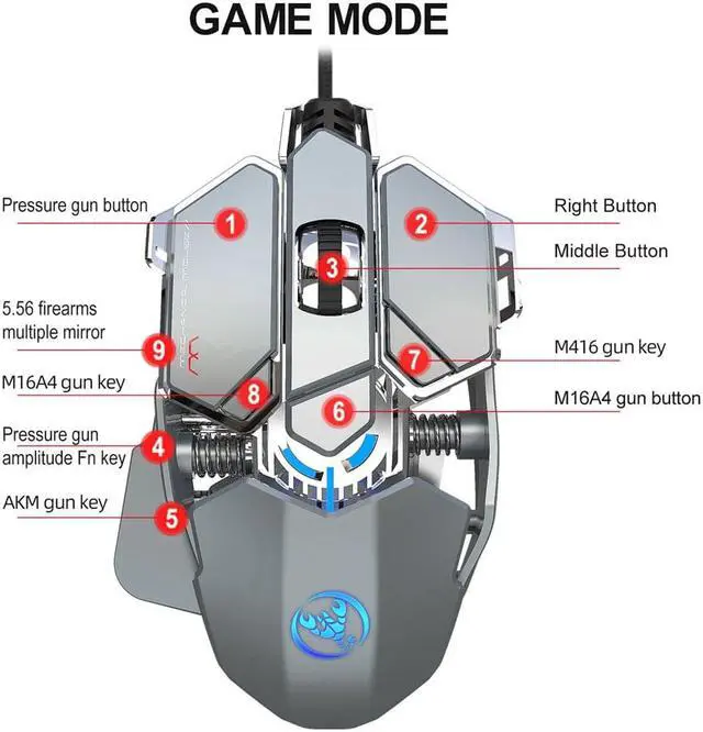Alt view image 5 of 5 - Mouse Wired USB DPI Adjustable Macro Programmable Mouse Gamer Optical Professional RGB Mause Game Mice For PC Computer