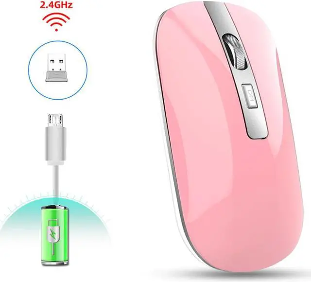 Alt view image 5 of 5 - 2.4GHz Wireless Mouse Rechargeable Gaming Mouse 3 Gears 1600 DPI 10m Adjustable Ergonomic Optical Mice for Office Home Gaming