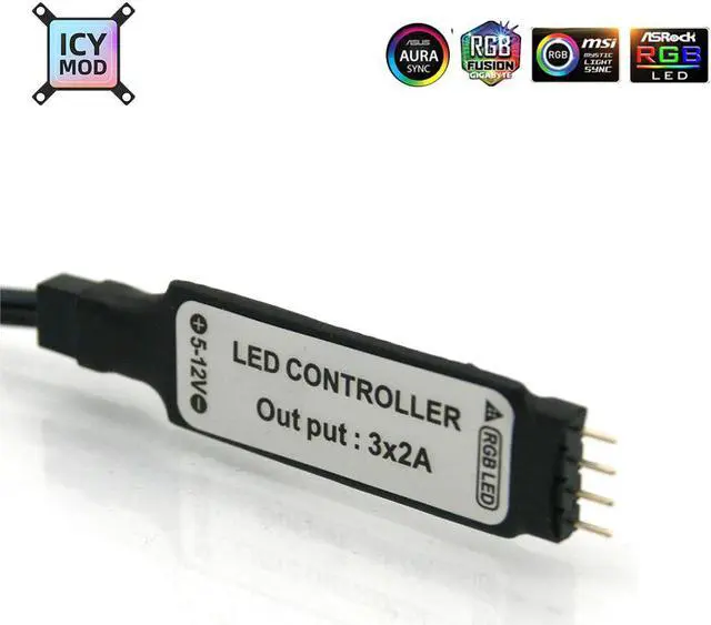 Alt view image 4 of 4 - RGB Controller Remote For A-RGB For Motherboard&Hub 4PIN/3PIN Plug AURA SYNC Molex 4PIN Power Supply Plug Water Cooler 12V/5V