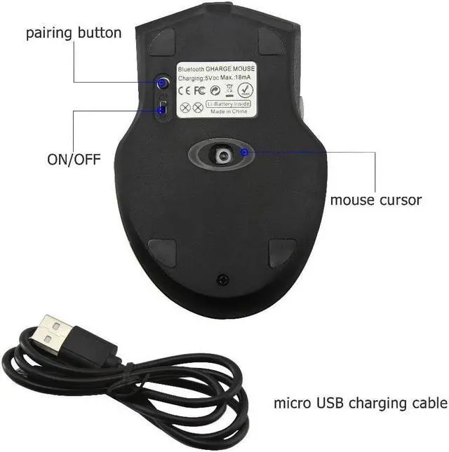 Alt view image 5 of 5 - Silent Bluetooth Mouse Wireless Rechargeable Ergonomic Computer Mice 1600DPI Optical 6D Gaming Mause For PC Laptop Gamer