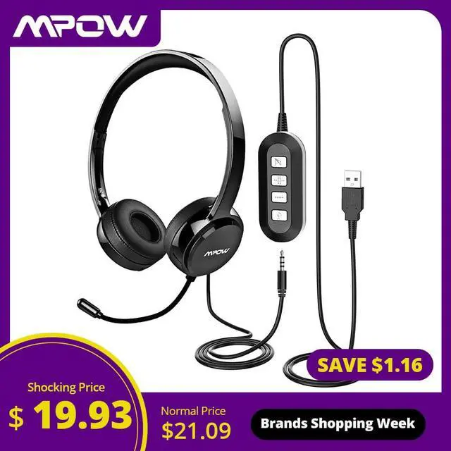 Main image of PA071 Wired Headphones Headset With Noise Reduction Sound Card 3.5mm/ USB Plug Earphone For Skype Call Center PC Phones Pad