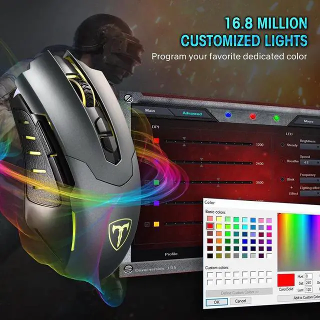 Alt view image 2 of 5 - Hot Wired Gaming Mouse 5 Levels DPI Adjustable Best PC Gaming Mouse Ergonomic Mouse With Breathing Backlight 7 Button