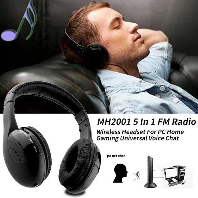 Main image of 5 In 1 Wireless Headset Headphone Universal Noise Cancelling Voice Chat For PC FM Radio High Fidelity Home Headphone