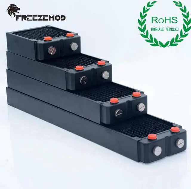 Alt view image 4 of 4 - computer pc water cooler copper radiator double layers 45MM thick copper fins G1/4 ROHS certification. TSRP-HP45-240