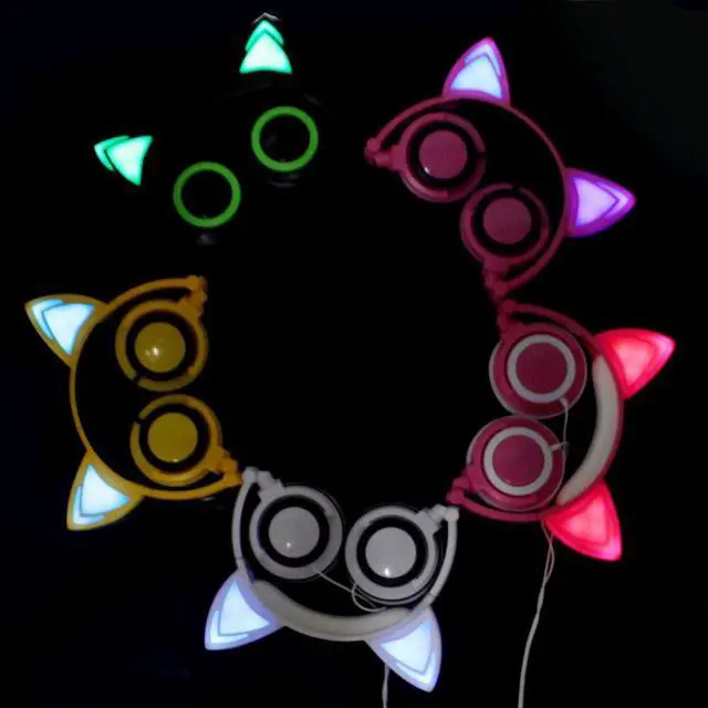 Alt view image 2 of 5 - Bluetooth Stereo Cat Ear Headphones Flashing Glowing Cat Ear Headphones Cute Gaming Headset Earphone LED Light For Chirld