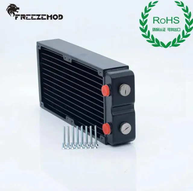 Main image of computer pc water cooler copper radiator double layers 45MM thick copper fins G1/4 ROHS certification. TSRP-HP45-240