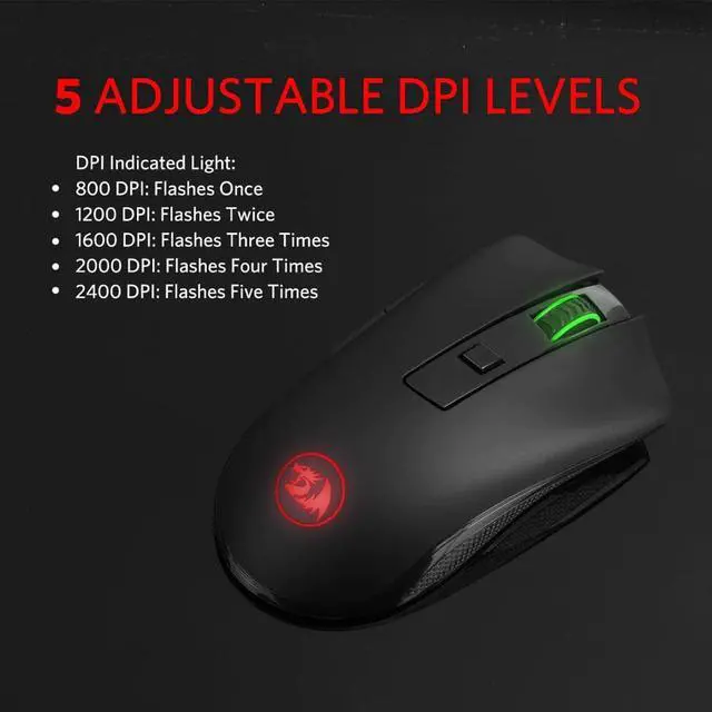 Alt view image 2 of 5 - M652 Gaming Mouse USB Receiver Wireless Mouse Protable Optical Mice 2.4G 5 Adjustable DPI Levels 6 Buttons for LOL