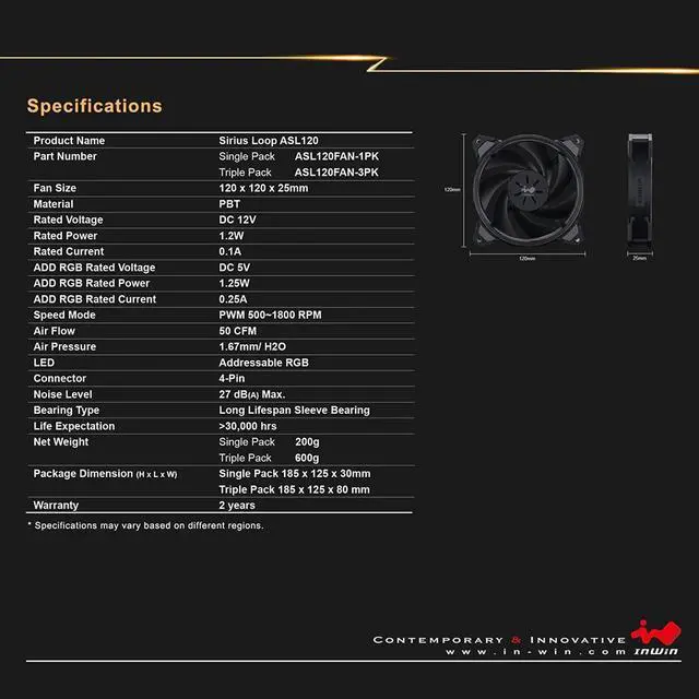 Alt view image 5 of 5 - PC Computer LED fan 120mm 4pin Desktop PC Computer Cooling Cooler Sirius  Loop ASL120 RGB Silent Case Cooling Fans