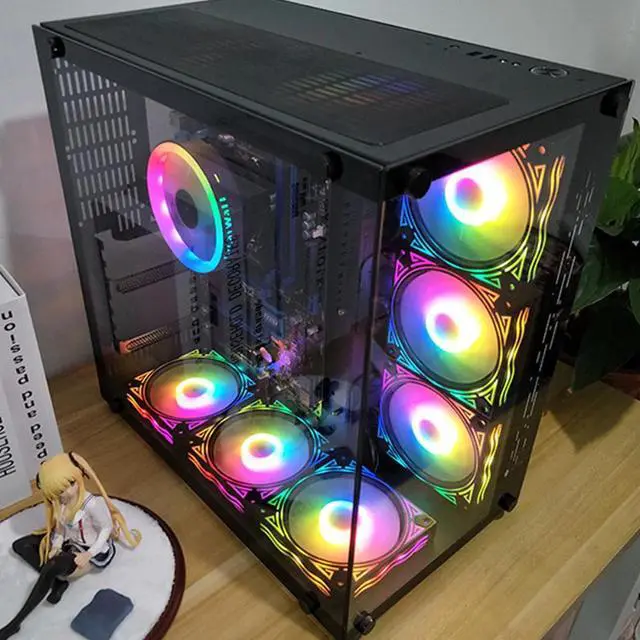 Alt view image 2 of 5 - 12cm Desktop Computer 12V 6Pin CPU Silent PC Case Fast Hydraulic Bearing Color Changing RGB Cooling Fan Heatsink Control Box