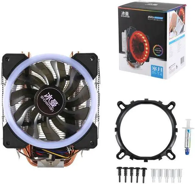 Alt view image 5 of 5 - Universal Computer CPU Cooler Fan RGB 4Pin CPU Cooling Fans For Inter 775/1151/1155/1156 Heatsink 4/6 Heatpipe Fan For AMD