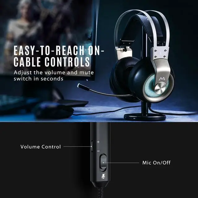 Alt view image 5 of 5 - EG3 Pro Gaming Headphones For iPad PS4 PC Laptop Tablet Phones 3.5mm Jax & USB Cable Support Volume/Mic Control 50mm Driver