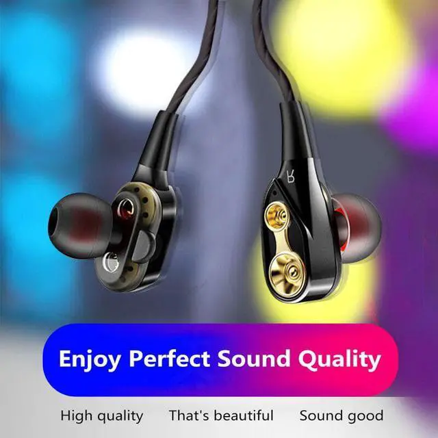 Alt view image 5 of 5 - Quad-core Speaker 3.5mm In-ear Earphone Headset Soft Earbuds Super Bass Music Gaming Headset 1.2m Wired Headphones