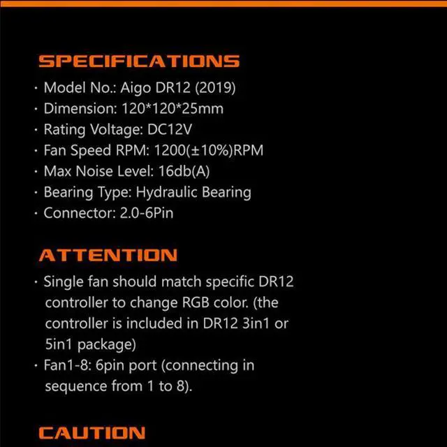 Alt view image 4 of 5 - new DR12 Computer PC Case Fan RGB Adjust LED Fan Speed 120mm Quiet Remote AURA SYNC Computer Cooler Cooling RGB Case Fans