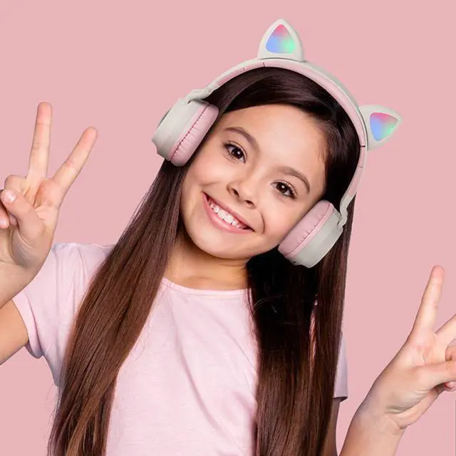 Alt view image 3 of 5 - Cat Ear Headset Wireless Headset Headphones 5.0 Bass Foldable Stereo Headphones Gaming Headphones For Cell Phone