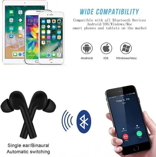 Alt view image 2 of 5 - Pro TWS Bluetooth Earphones 5.2 True Wireless Earbuds Stereo Headphones For  Handsfree Phone HD Gaming Sport Headset