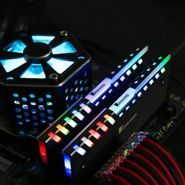 Alt view image 3 of 5 - NC-2 2x 3Pin Desktop Memory Cooling Vest RGB 256 Color Automatic Change Aluminum RAM Heat Sink Radiator for PC Computer