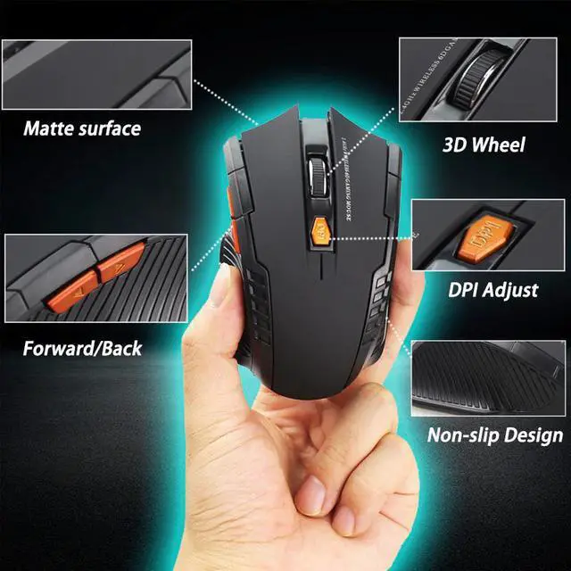 Alt view image 3 of 5 - 2.0 Optical Gaming Mouse 2.4ghz Wireless Mouse  Mini Portable Ergonomics Computer Mice 2000dpi For Laptop PC Video Game