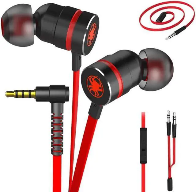 Alt view image 5 of 5 - Noise Reduction Stereo Gaming Headset In-ear Sports earphones With Microphone Wired Magnetic Attraction Earphone