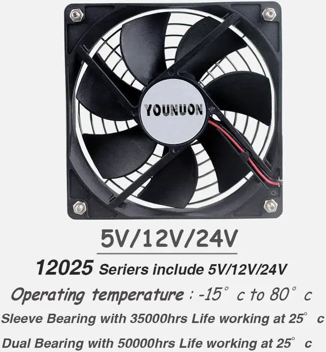 Alt view image 2 of 5 - 5V 12V 24V 120mm Fan Sleeve/Ball Cooling Fan 120x120x25mm DC Brushless Cooler Fan for PC Laptop Computer Case