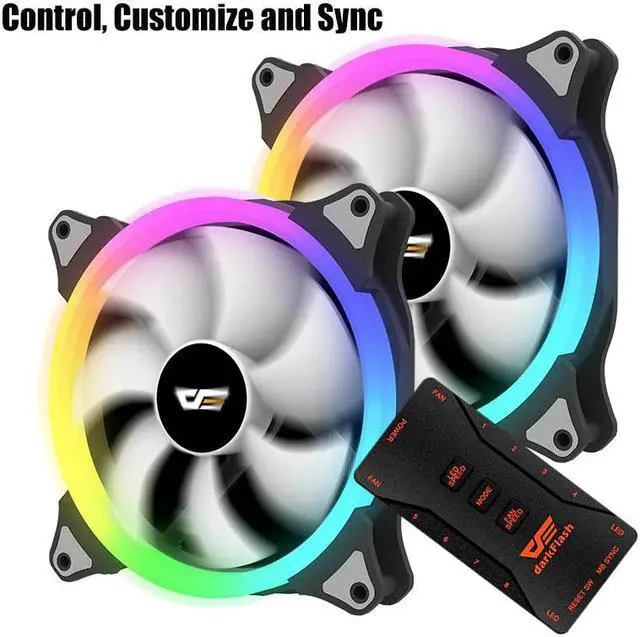 Alt view image 2 of 5 - PC Case 140mm Fan RGB AURA SYNC 3P-5V Cooling Fan PC Fan CPU Cooler Quiet with IR Remote LED Computer Case Radiator Fans