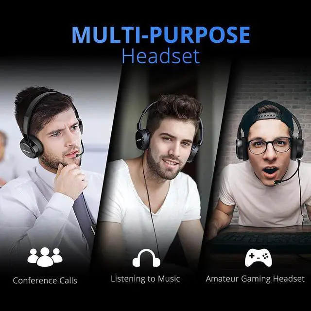 Alt view image 2 of 5 - PA071 Wired Headphones Headset With Noise Reduction Sound Card 3.5mm/ USB Plug Earphone For Skype Call Center PC Phones Pad